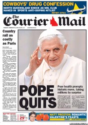 Courier Mail (Australia) Newspaper Front Page for 12 February 2013