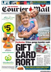 Courier Mail (Australia) Newspaper Front Page for 22 December 2012