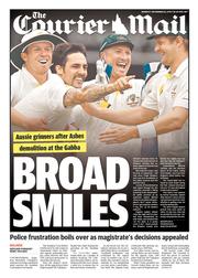 Courier Mail (Australia) Newspaper Front Page for 25 November 2013
