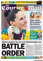 Courier Mail (Australia) Newspaper Front Page for 2 August 2012