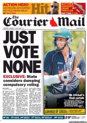 Courier Mail (Australia) Newspaper Front Page for 3 January 2013