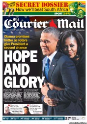 Courier Mail (Australia) Newspaper Front Page for 8 November 2012