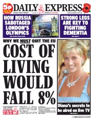Daily Express (UK) Newspaper Front Page for 10 November 2015