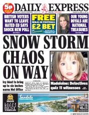 Daily Express (UK) Newspaper Front Page for 10 December 2014