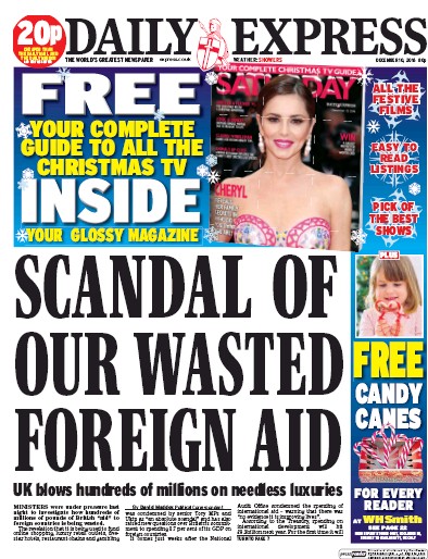 Daily Express Newspaper Front Page (UK) for 10 December 2016
