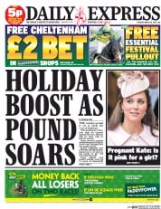 Daily Express (UK) Newspaper Front Page for 10 March 2015