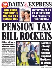 Daily Express Newspaper Front Page (UK) for 10 June 2015