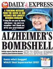 Daily Express (UK) Newspaper Front Page for 10 September 2015