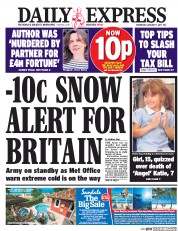 Daily Express (UK) Newspaper Front Page for 11 January 2017