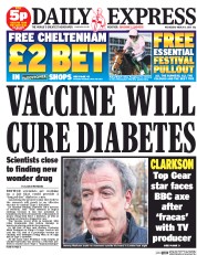 Daily Express (UK) Newspaper Front Page for 11 March 2015