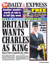 Daily Express (UK) Newspaper Front Page for 11 June 2012