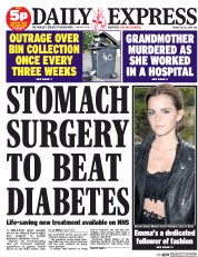 Daily Express Newspaper Front Page (UK) for 11 July 2014