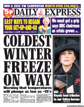 Daily Express (UK) Newspaper Front Page for 12 November 2012