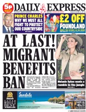 Daily Express (UK) Newspaper Front Page for 12 November 2014