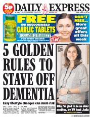 Daily Express (UK) Newspaper Front Page for 12 January 2015