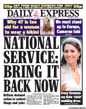 Daily Express (UK) Newspaper Front Page for 12 May 2011