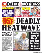 Daily Express Newspaper Front Page (UK) for 12 July 2013