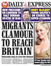Daily Express Newspaper Front Page (UK) for 12 August 2014