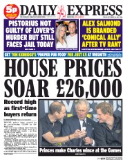 Daily Express (UK) Newspaper Front Page for 12 September 2014