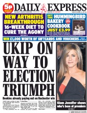 Daily Express Newspaper Front Page (UK) for 13 November 2014