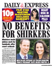 Daily Express (UK) Newspaper Front Page for 13 February 2013