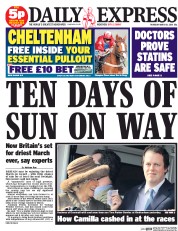 Daily Express Newspaper Front Page (UK) for 13 March 2014