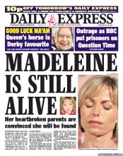 Daily Express (UK) Newspaper Front Page for 13 May 2011