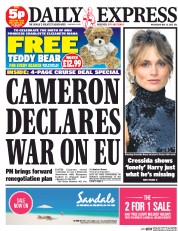 Daily Express Newspaper Front Page (UK) for 13 May 2015