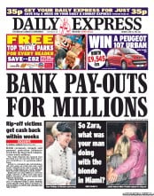 Daily Express Newspaper Front Page (UK) for 13 June 2011