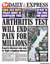 Daily Express (UK) Newspaper Front Page for 13 June 2012