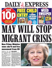 Daily Express (UK) Newspaper Front Page for 13 July 2016