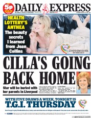 Daily Express (UK) Newspaper Front Page for 13 August 2015