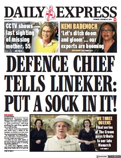 Daily Express Newspaper Front Page (UK) for 14 December 2023