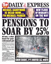 Daily Express (UK) Newspaper Front Page for 14 January 2013
