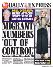 Daily Express Newspaper Front Page (UK) for 14 January 2014
