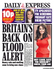 Daily Express (UK) Newspaper Front Page for 14 February 2013