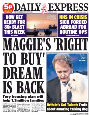 Daily Express Newspaper Front Page (UK) for 14 April 2015