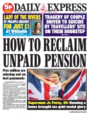 Daily Express (UK) Newspaper Front Page for 14 August 2014