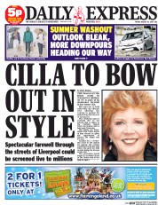 Daily Express (UK) Newspaper Front Page for 14 August 2015