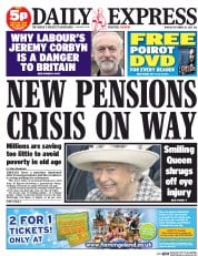 Daily Express Newspaper Front Page (UK) for 14 September 2015