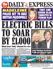 Daily Express Newspaper Front Page (UK) for 15 October 2014
