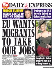 Daily Express (UK) Newspaper Front Page for 15 November 2012