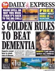 Daily Express (UK) Newspaper Front Page for 15 December 2014