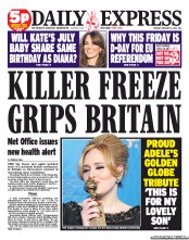 Daily Express (UK) Newspaper Front Page for 15 January 2013