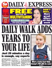 Daily Express Newspaper Front Page (UK) for 15 January 2015
