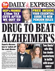 Daily Express Newspaper Front Page (UK) for 15 April 2015