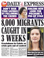 Daily Express (UK) Newspaper Front Page for 15 July 2015