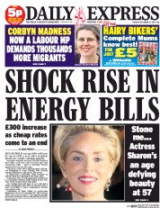 Daily Express (UK) Newspaper Front Page for 15 September 2015