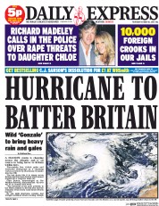 Daily Express (UK) Newspaper Front Page for 16 October 2014
