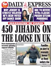 Daily Express (UK) Newspaper Front Page for 16 November 2015